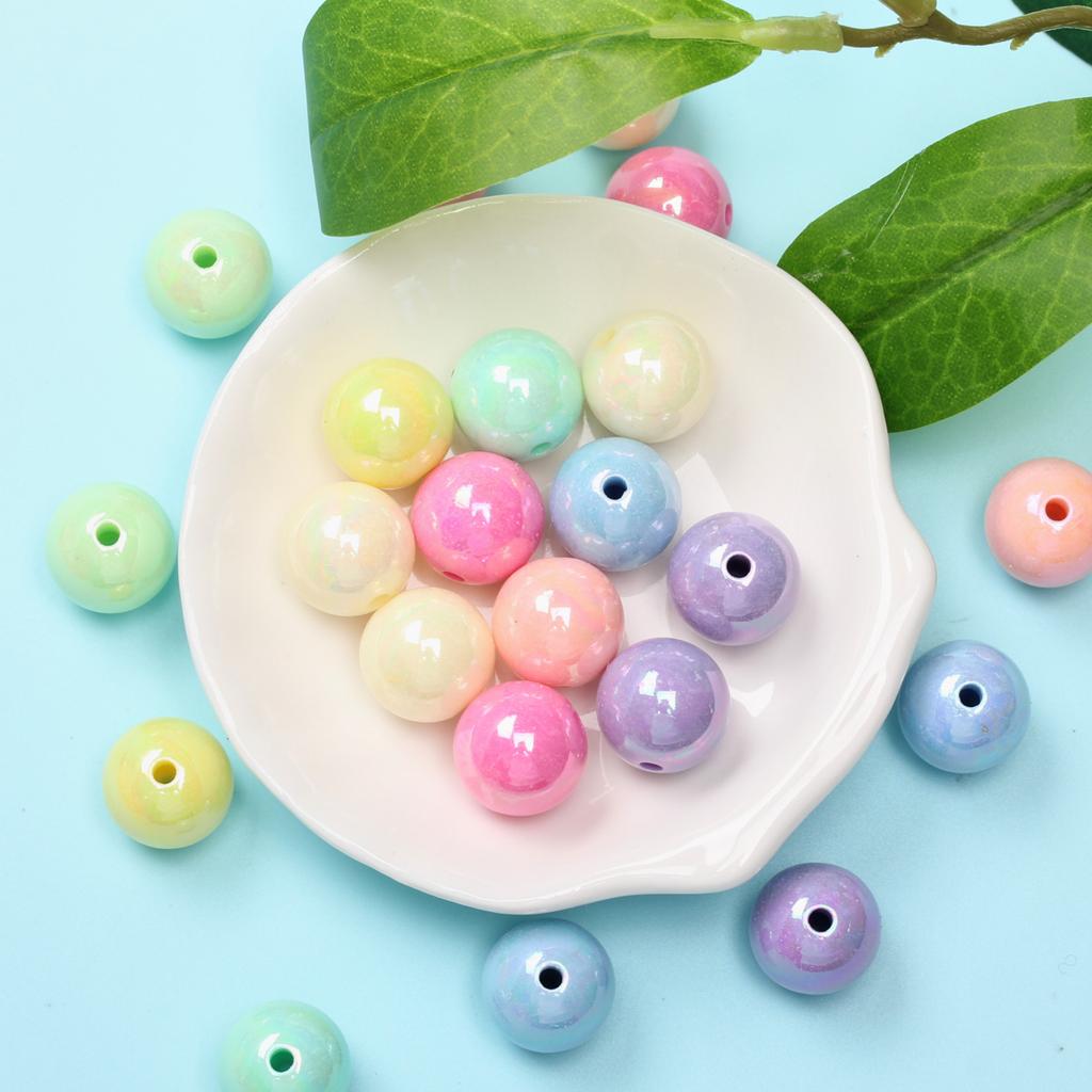 Unisex Fashion 20pcs 4mm Acrylic Bracelet Earring Accessories Jewelry Making Handmade Materials Fashion AB Magic Color DIY Round Loose Beads