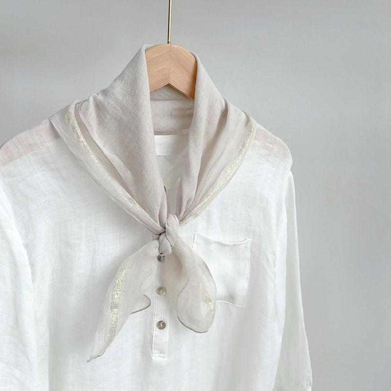 Clearance Welfare Retro Linen Square Scarf Literary And Versatile Women'S Summer Neck Protection Cotton And Linen Small Silk Scarf Scarf Printed Model