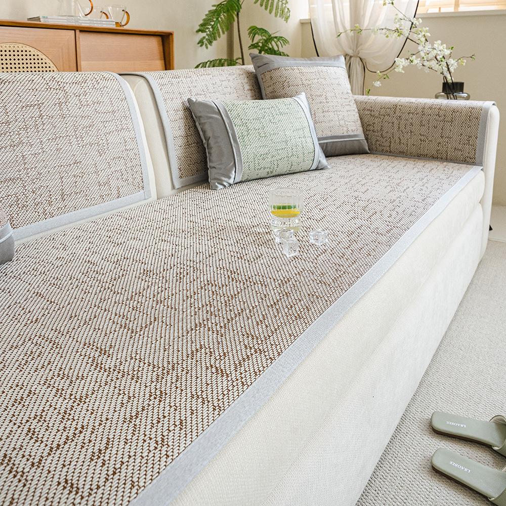 Ротанговый коврик Летний прохладный коврик для дивана Новый коврик для дивана с прямым рядом Летняя нескользящая накладка на сиденье Чехол Ткань