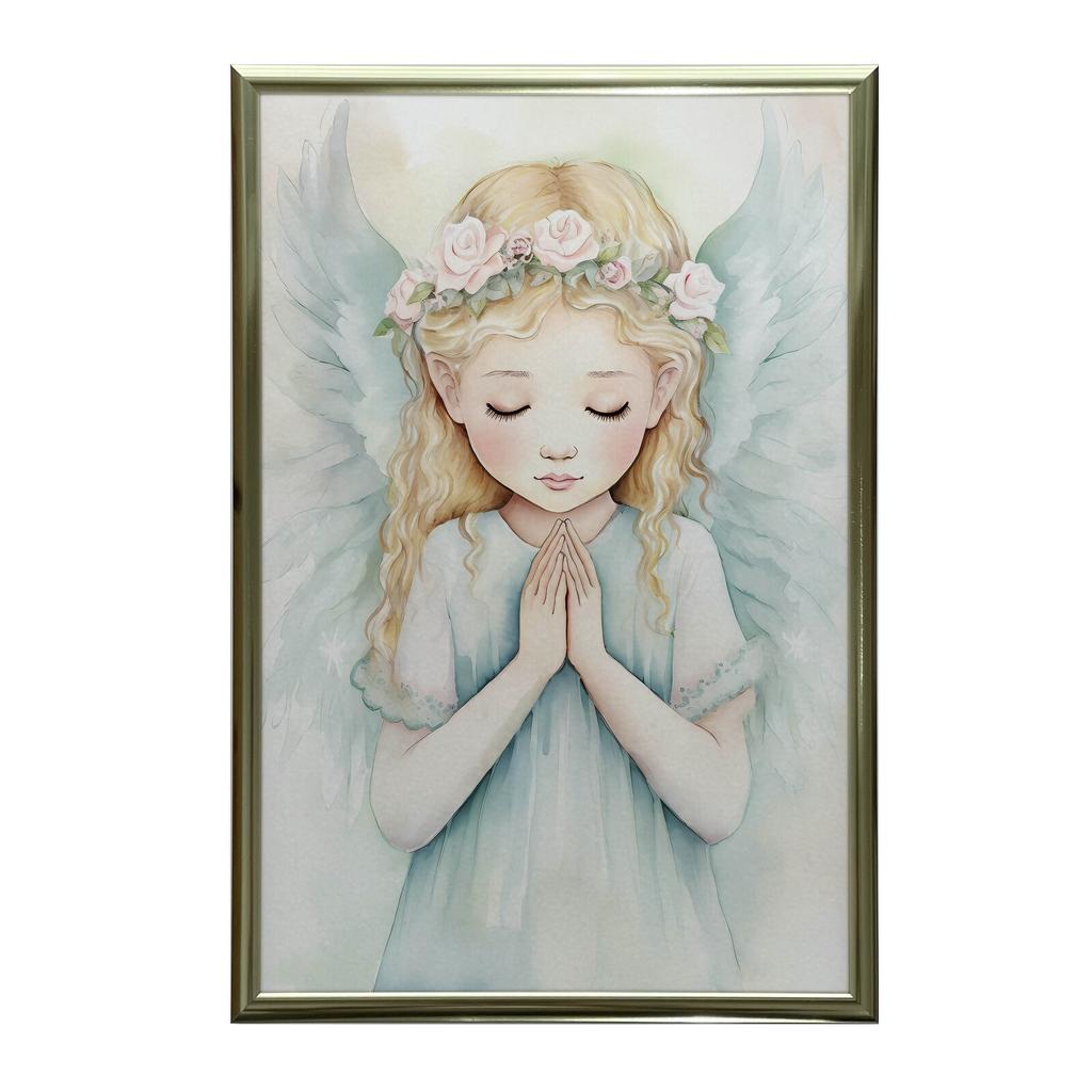 Pastel Angel of Prayer Pastel Angel of Prayer, 40X50 Cm, Gold Aluminum Frame, 230 Gsm Matte Paper