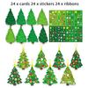 24Pcs DIY Christmas Tree Craft Kit for Kids Art Making Craft with Stickers Make Your Own Christmas Bookmark Xmas Party Favors for Game Activities