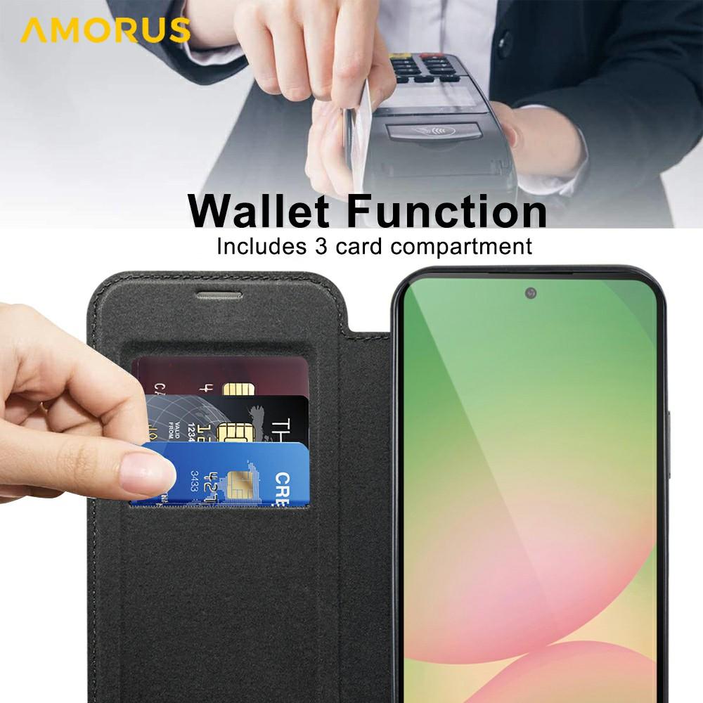 Чехол для Samsung Galaxy A56 5G, совместимый с MagSafe, с блокировкой RFID, держателем для карт, кожаный чехол для телефона