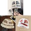 Cartoon Style Wool Beanie With Plush Fur Material And Adjustable Fit For Casual Wear