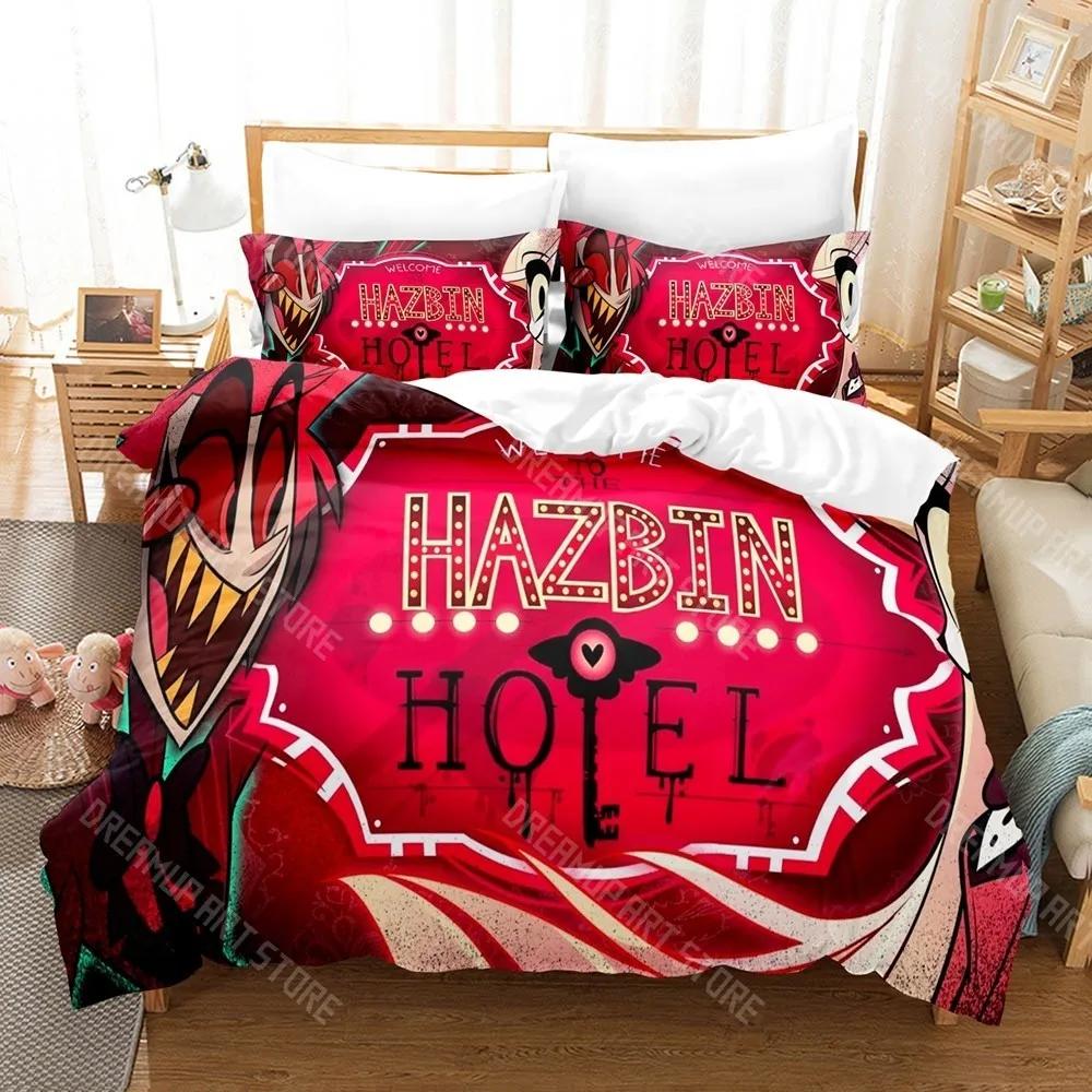 Комплект постельного белья Hazbin Hotels с 3D-принтом Односпальный Полуторный Двуспальный Кингсайз Комплект для кровати Взрослый Детский Спальня Комплекты пододеяльников