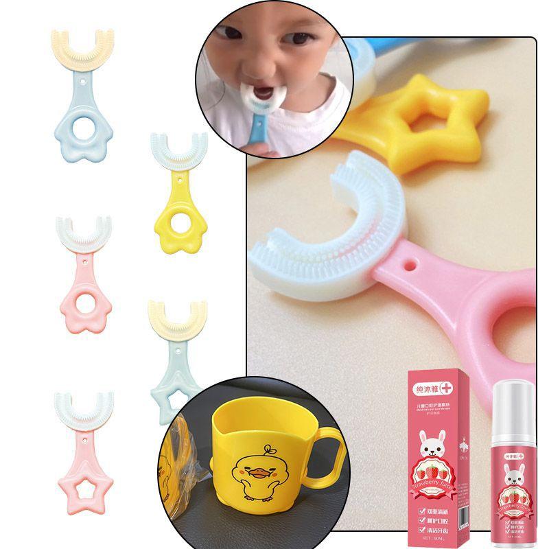 Силиконовая детская зубная щетка для младенцев и малышей с U-образным дизайном**