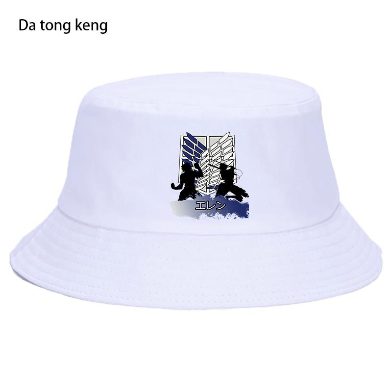 Летняя шляпа японского аниме «Атака Титанов», женская панама-ведро унисекс, дизайнерский плоский козырек, шляпа рыбака в стиле аниме 90-х годов