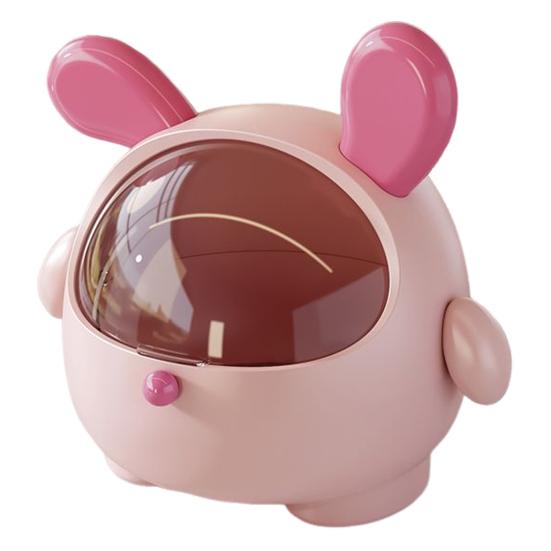 Desktop Storage Box Trash Can with Transparent Lid Large Capacity Cartoon Shape Cute Multi-Function Garbage Can