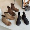 Универсальные ботинки Martin на толстой подошве и толстом каблуке женские ботинки 2024 года, новые осенне-зимние повседневные короткие ботинки в британском стиле с рукавами, тонкие ботинки женские