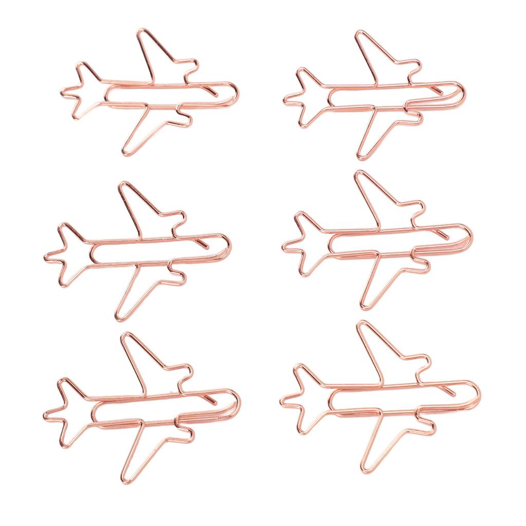 80pcs Airplane Shaped Paper Clips Rose Gold Prevent Rust Plane Shaped Bookmark Clips Office