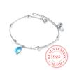 Мода 925 стерлингового серебра голубые кристаллы браслеты с подвесками для женщин подарок Femme предотвратить аллергию Sterling-silver-jewelry