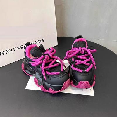 Черные женские кроссовки на платформе, весенние вулканизированные туфли на толстой подошве со шнуровкой, женская дышащая спортивная обувь из искусственной кожи