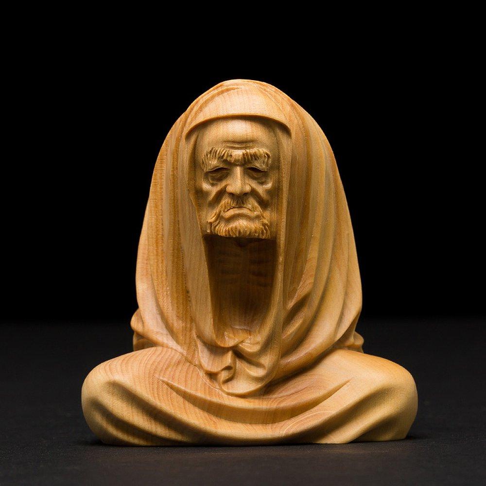 Seated Bodhidharma Natural Boxwood Carved Bodhidharma Wooden Buddha Deity Buddhist Founder of Chinese Zen Zen Shaolin Buddha Fulfillment of Good