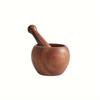 Handcrafted Wooden Garlic Mortar and Pestle Set - Traditional Herb Grinder for Kitchen Use, Durable Peachwood Construction