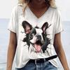 Летняя женская футболка Kawaii 3D Animals Printed Tops V-Neck Top Tees Casual Short Sleeve Pullover T Shirts Women's Oversize Pullover