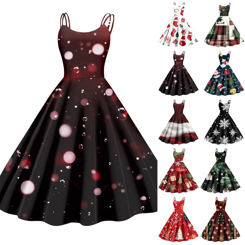 Women's Christmas Snowflake Print Sexy Slim Off Shoulder Punk Retro Dress