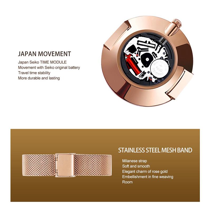 Hannah Martin Wood Grain Walnut Japan Quartz Movement Ladies Watches Luxury Brand Mesh Band Waterproof Women Wrist Watches