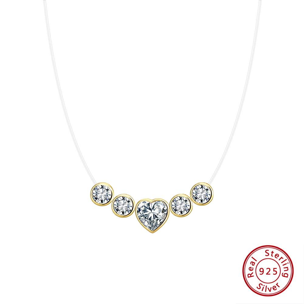 ORSA JEWELS Искрящееся Простое Серебряное Ожерелье 925 пробы на Леске с Кубическим Цирконием 8A для Женщин Блестящая Цепочка Украшение LZN30