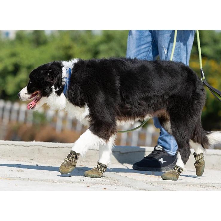 TRUELOVE Pet Shoes Waterproof Anti-slip for Puppy Medium and Large Dog Protect Pet Feet ArmyGreen Winter Snow 2/4pcs/set YS1891