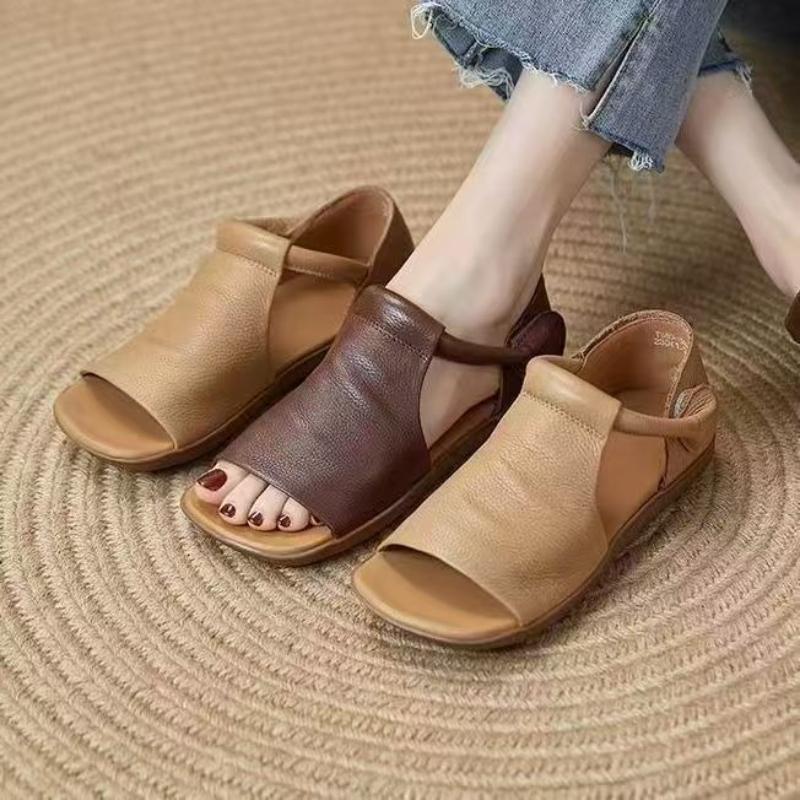 Fashion Womens Sandals Open Toe Womens Flat Shoes Retro Soft Sole Mom Shoes Non Slip Comfortable Women Shoes Summer New Zapatos De Mujer