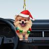Рождественская собака, зеркало заднего вида, подвеска, украшение для автомобиля, милый щенок в рождественской шапке, украшения для рождественской елки, автомобильные аксессуары
