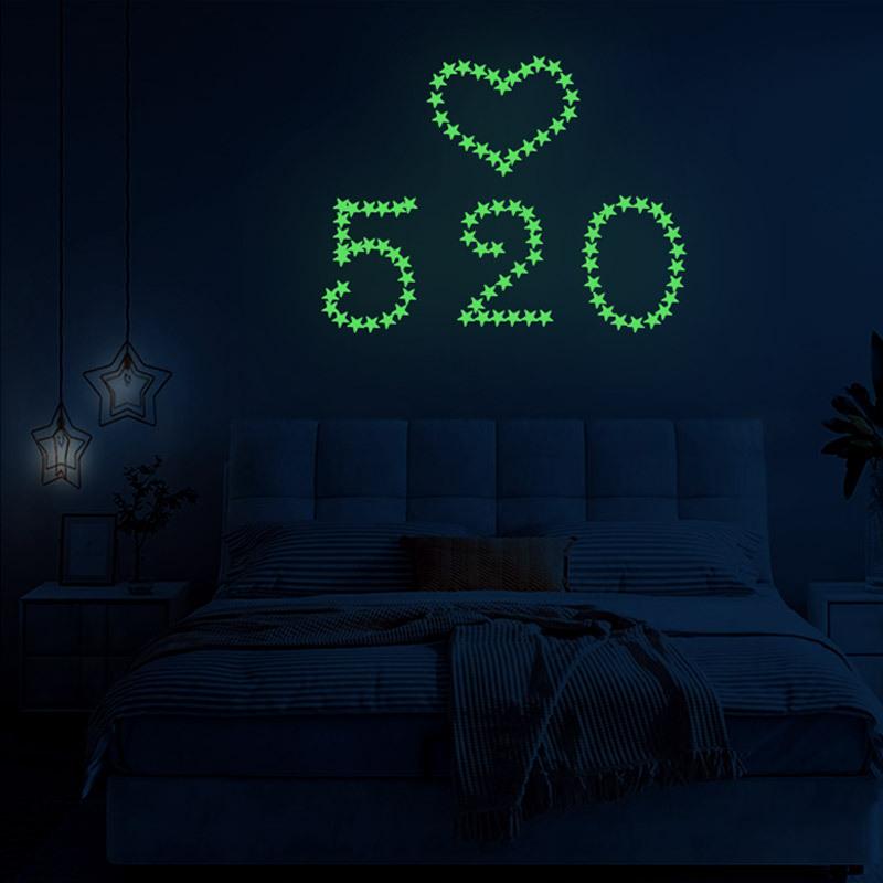 Glow-in-the-dark Stars Glow Wall Stickers Living Room Bedroom Switch Decoration Children's Room Dorm DIY Creative Glow-in-the Dark Stickers