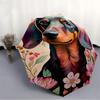 1pc Dachshund Floral Automatic Folding Umbrella - Windproof Compact Travel Umbrella with Auto Open/Close, 8-Rib Heavy-Duty Shaft for Women/Men A005