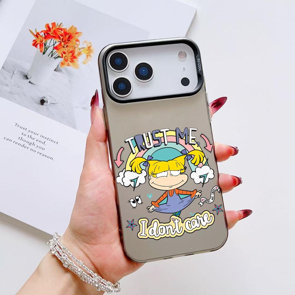 Смешной R-Rugrats Анжелика Чехол для телефона для iPhone 17 16 15 14 13 12 11 Pro Max Air Матовый Лазерный Аврора Ударопрочный Funda