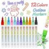 Double Line Pen 8 / 12 Colors 1-3MM Multicolor Glitter Marker Colorful Highlighter Fluorescent Marker Outline Pens
