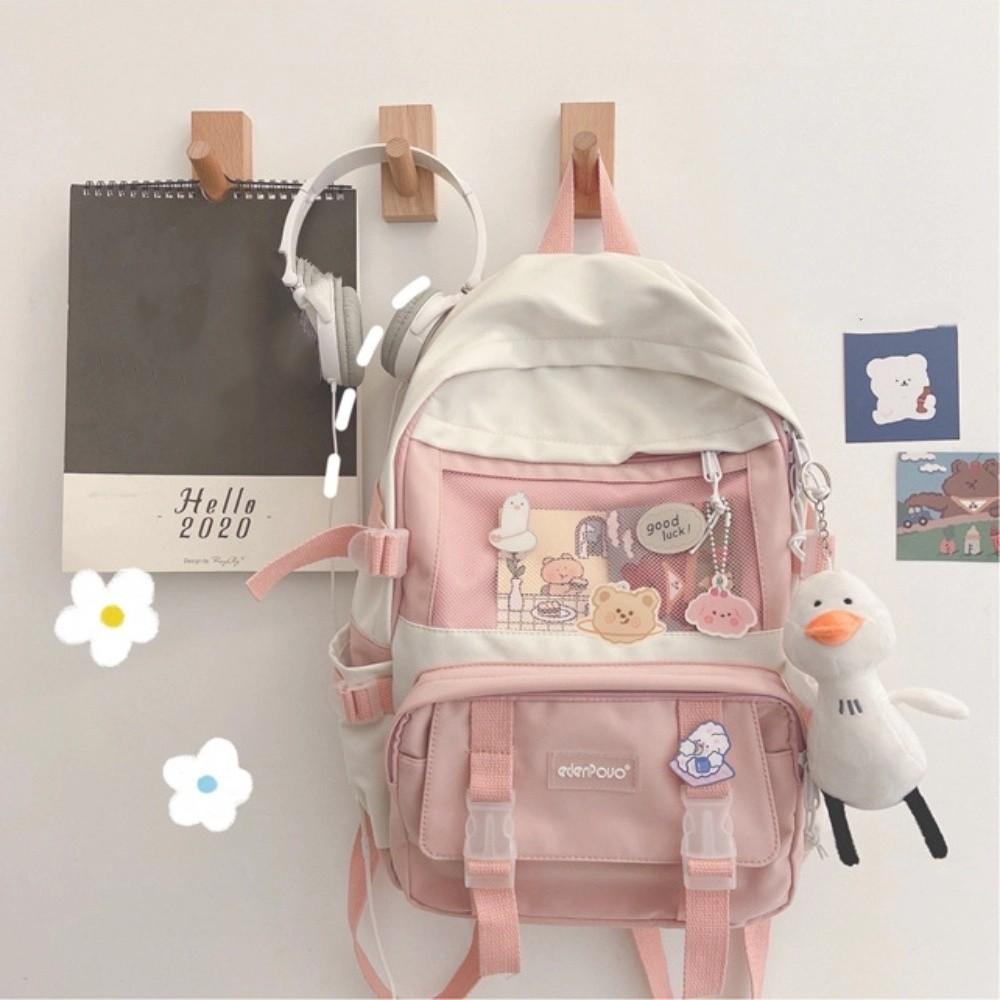 Nylon Canvas Schoolbag College Style School Bag Simple Large Capacity Backpack Girl