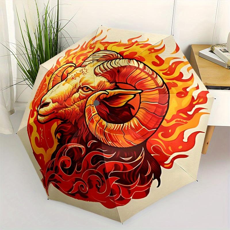 1pc Ram Flames Automatic Open/Close Umbrella, Portable Folding Umbrella for Travel,suitable as a gift for various festivals
