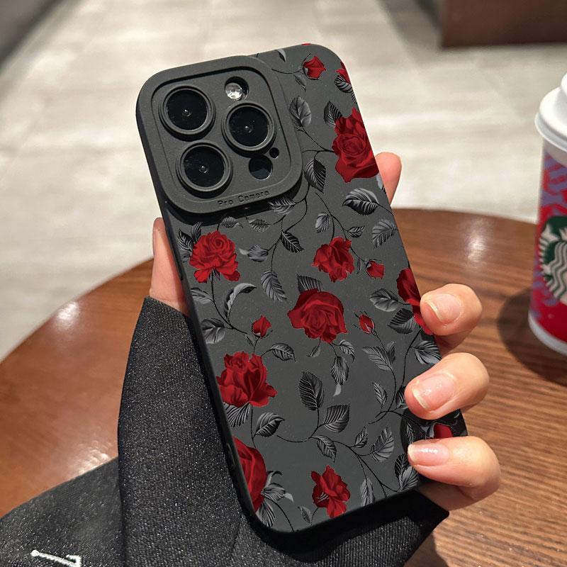Новый ретро-модный чехол для телефона с розой для iPhone 16 15 14 13 12 11 Pro Max Mini XS XR X Plus, противоударный матовый мягкий силиконовый чехол