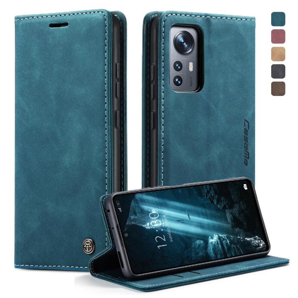 (Blue) Flip Case for Xiaomi 12/12x/12s Case Card Slot Kickstand Vintage Pu Leather Wallet Magnetic Closure Shockproof Flip Folio Book