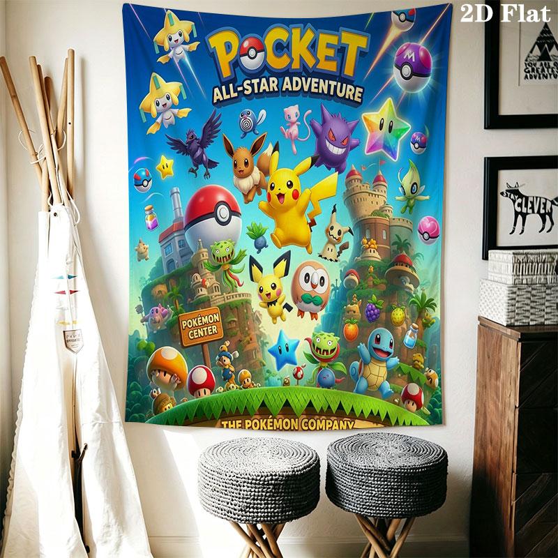 Pokémon Rare Hunt Wall Hanging Printed Fabric Blanket Decorative Tapestries for Bedroom Living Room Home Decor