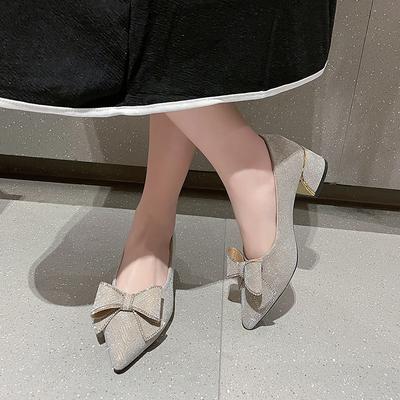 Женская обувь на низком каблуке, модные туфли с бабочкой, для офиса и карьеры, сексуальные, с острым носком, туфли на каблуках больших размеров для женщин