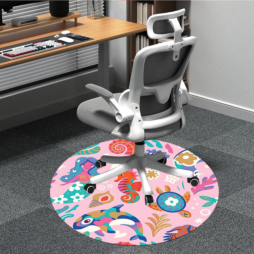 1pc Oceanic Marine Office Round Rug, Non-slip, Soft and Durable Office Rug for Interior Decoration, Perfect for Office, Beautiful Decoration yy2603230