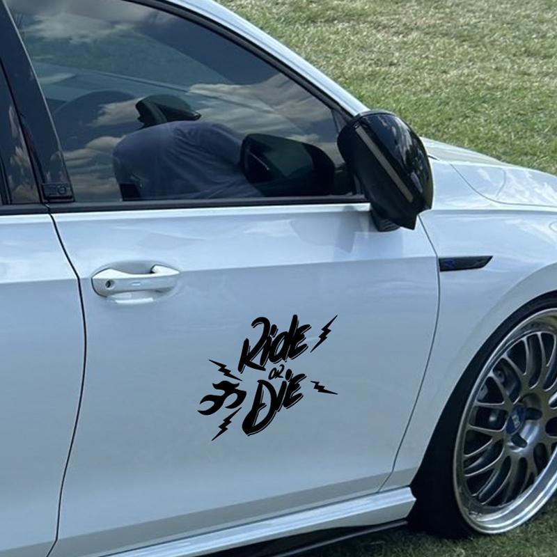 1шт Ride or Die наклейки для автомобиля водонепроницаемые для бампера, двери, багажника, окон, заднего лобового стекла, солнцезащитный экран, прочные виниловые наклейки для кузова автомобиля
