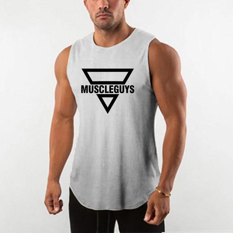 Muscleguys, новая молодежная спортивная повседневная майка, летняя облегающая и дышащая мужская майка, жилет для фитнеса, бодибилдинга, футболка без рукавов с принтом