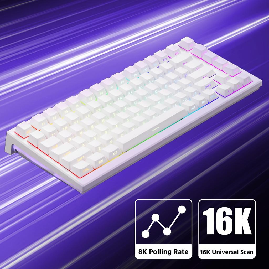 Akko TAC75 HE Gaming English Rapid AstroAim Magnetic Hot Side 8000Hz Polling 16000Hz Scan SnapKey White Keyboard, 75% Layout, 0.005mm Trigger,