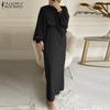 Women Muslim Maxi Dress Abaya Loose Long Sleeve Solid Color Dubai Turkey Robe Islamic Clothes