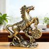 Мини Латунная Статуэтка Счастливой Лошади с Монетой Китайский Новый Год Фэн-шуй Талисман Лошади Винтажная Медная Скульптура Зодиакального Животного для Богатства Удачи