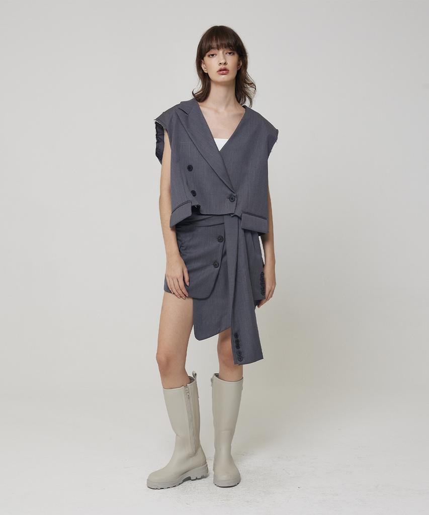 Meuameu Blazer Crop Layered Cover-Up