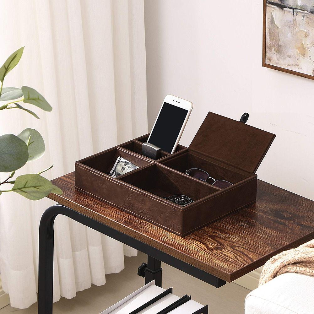 Protective Men's Valet Tray PU Leather Display Storage Tray Durable Desk Organizer Box Keys