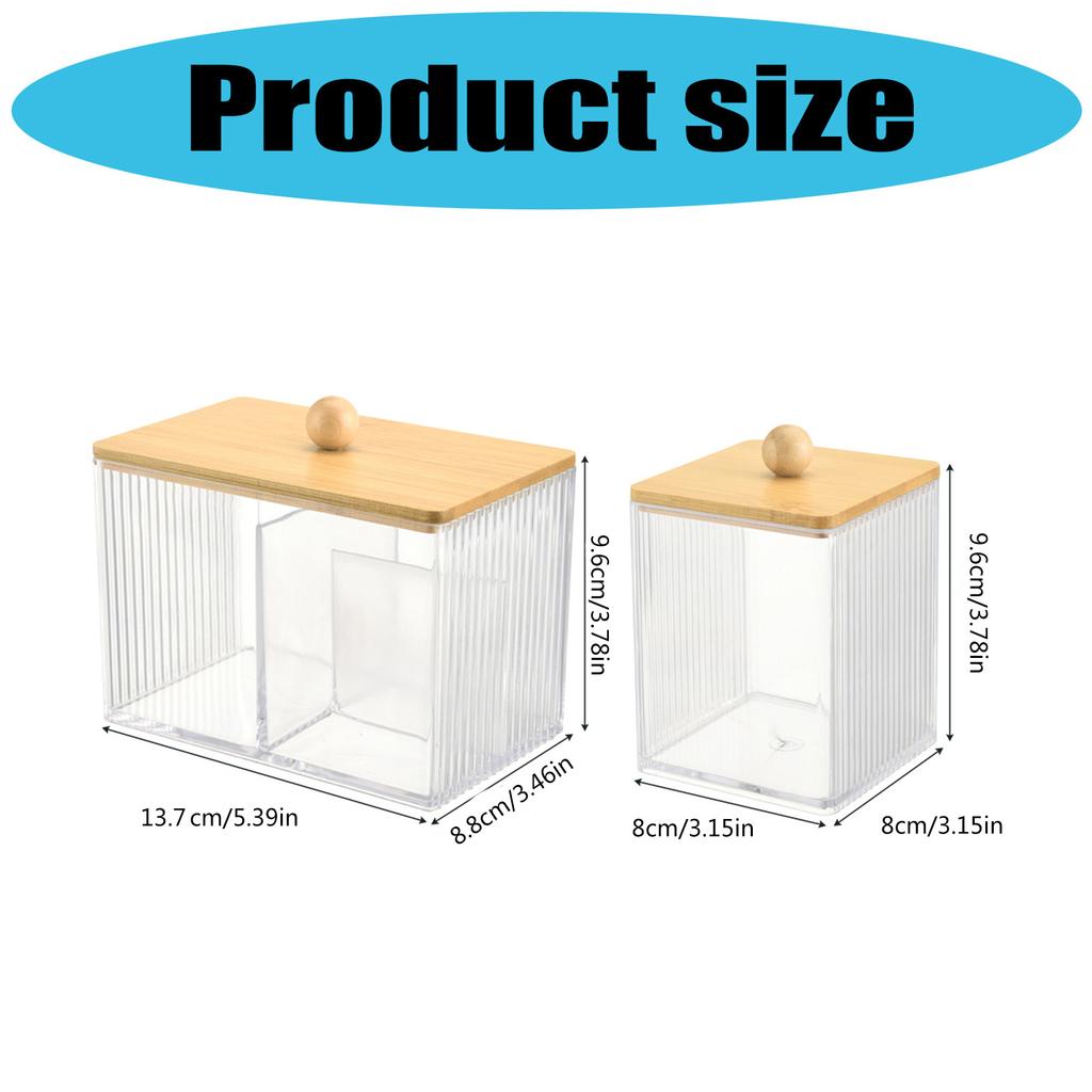 Sturdy Wood Lid Qtip Holder Storage Container Convenient for Bathroom Cotton Covers Swabs Pad and Hair Bands Organizers