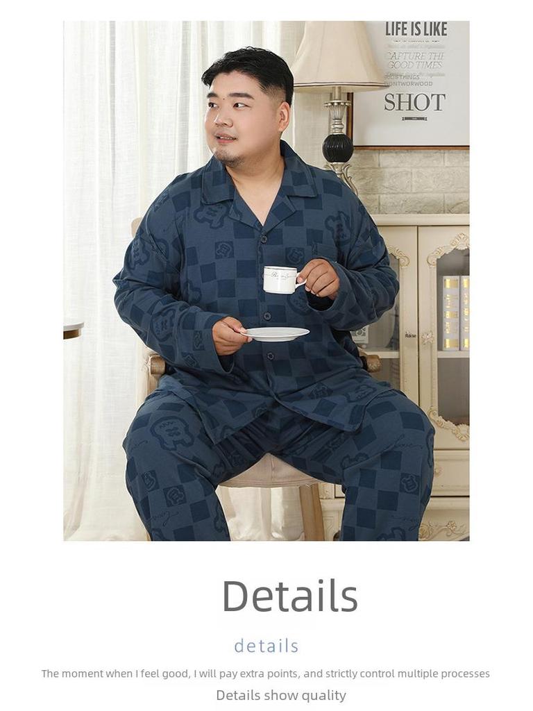 Meijiyunqiu Мужская пижама больших размеров из хлопка в полоску