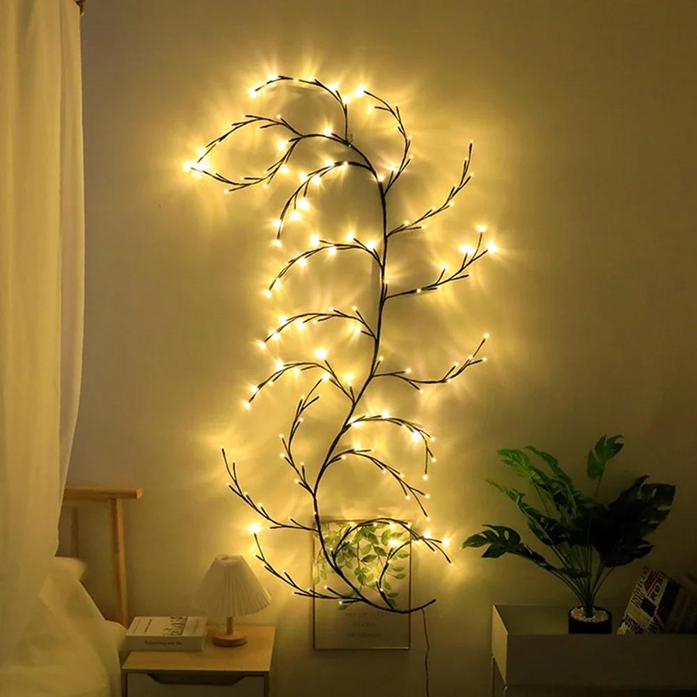 Willow Vine Wall Lights USB-Powered Branch Lighting Perfect for Christmas Fire Place Mantel or Festive Wall Accent Decor Warm