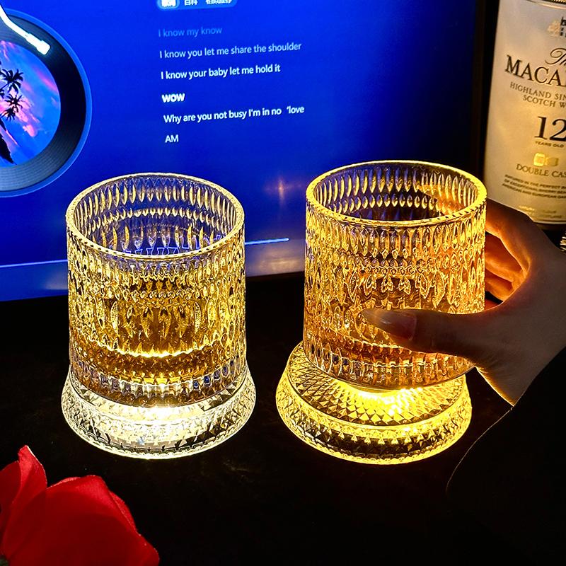 Premium 360° Rotating Glass Cup with LED for Unique Wine Tasting Experience