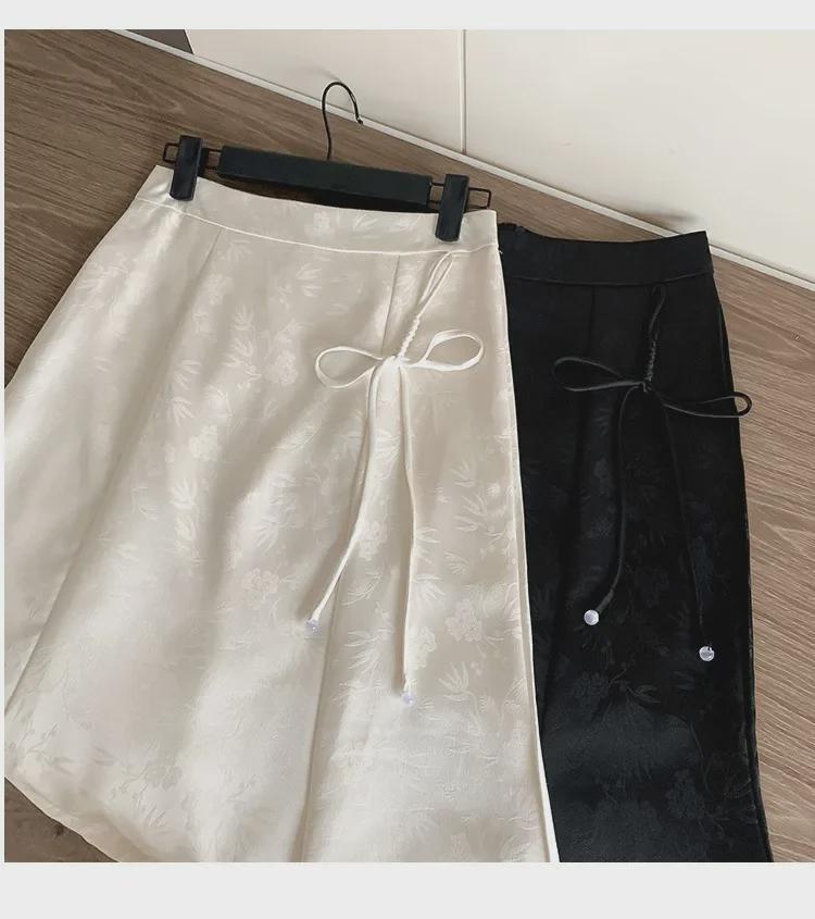 Retro High Waist Solid Color Long Skirt - Korean Style All-Match