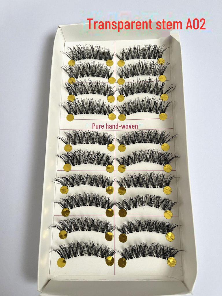 217 накладных ресниц ручной работы - 10 пар, натуральный стиль, перекрестный хлопковый стержень для сценического макияжа
