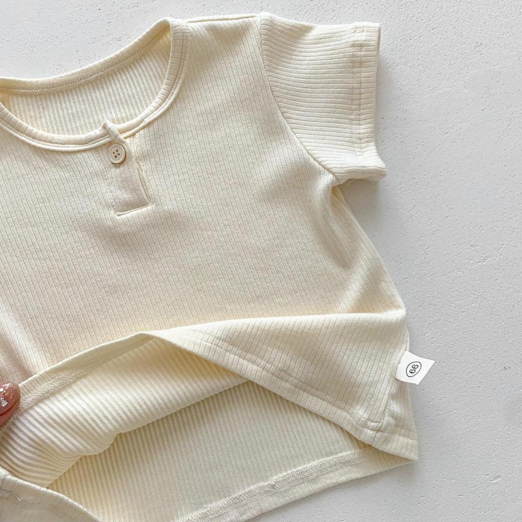 2024 New Baby Bear Romper Suit: Stylish Solid Color Short-Sleeve T-Shirt Overalls for Boys and Girls