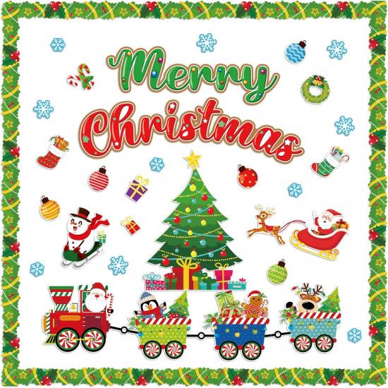 55Pcs Christmas Bulletin Board Set Merry Christmas Banner Tree Santa Reindeer Cutouts Classroom School Office Winter Holiday Wall Decorations